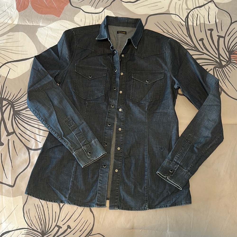 True Religion Dark Denim Danielle Button Down Shirt